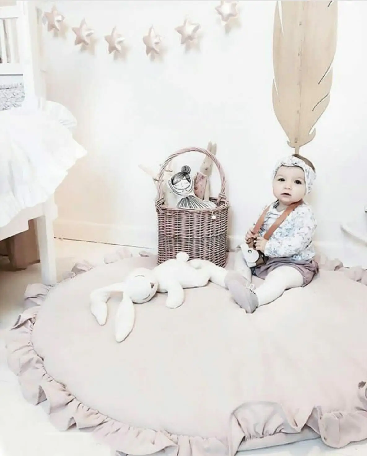 LILIGIRL Детский круглый ковер для девочек, хлопковый коврик для игр с животными, одеяло для ползания новорожденных мальчиков, напольный ковер, декор детской комнаты