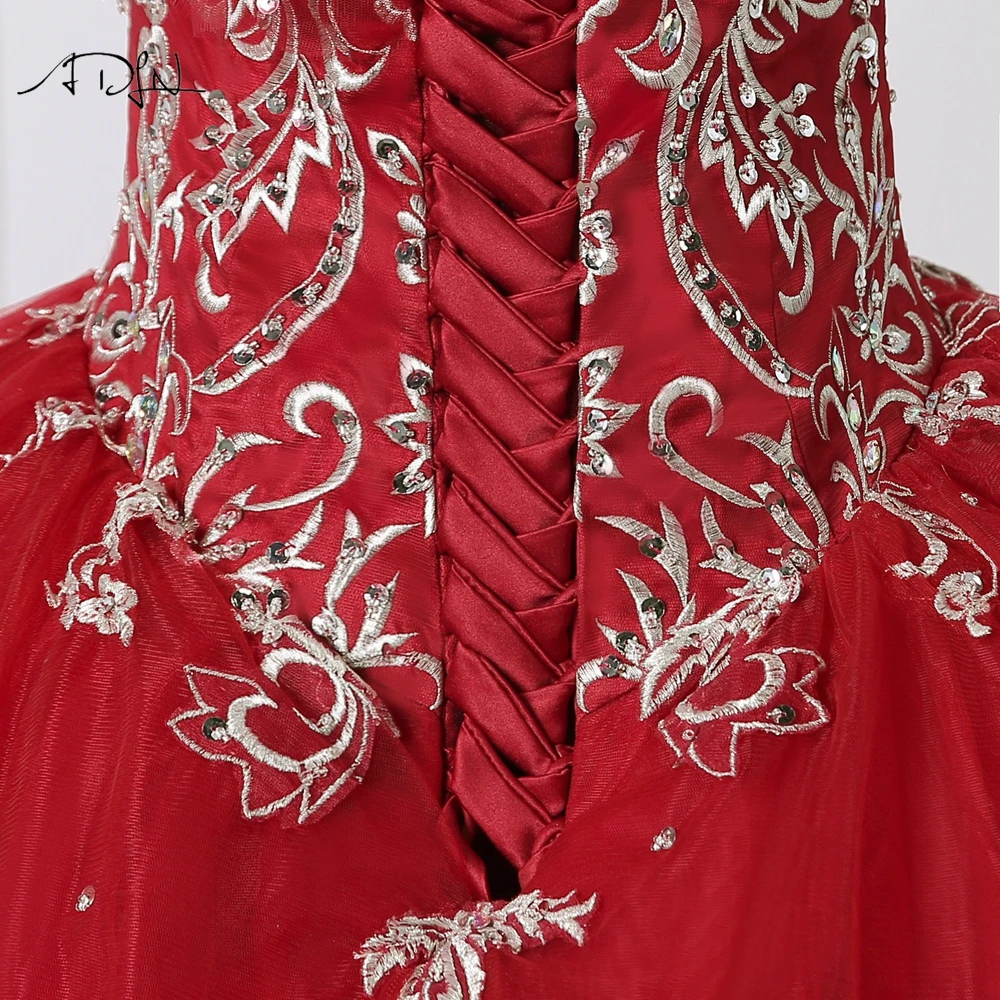 ADLN очаровательные бордовые платья Quinceanera с вышивкой сексуальное бальное платье