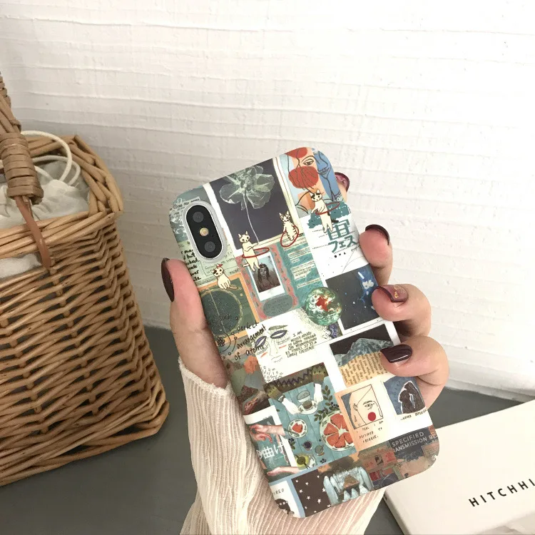 Винтажная иллюстрация милые кошки чехол для телефона для iPhone 7 Plus 6 6S 7 8 X Забавный матовый жесткий пластик задняя крышка для iPhone XS Max XR