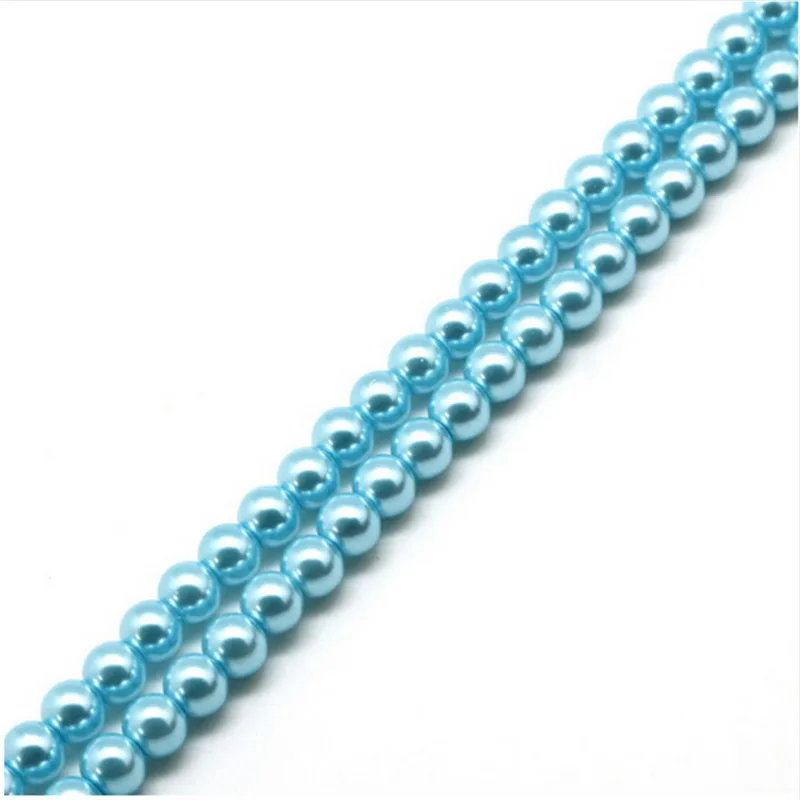 turquoise 4 6 8 10 мм Стеклянная имитация жемчуга бусины Круглые шарики 20-100 шт для DIY браслета ожерелье ювелирных изделий - Цвет: turquoise