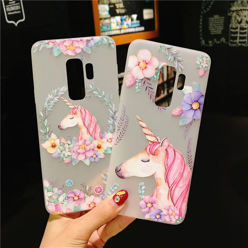 Cute Unicorn Matte Total package side very soft and ultrathin For Samsung S8 Plus S9 Note 9 Back cover Phone Case |