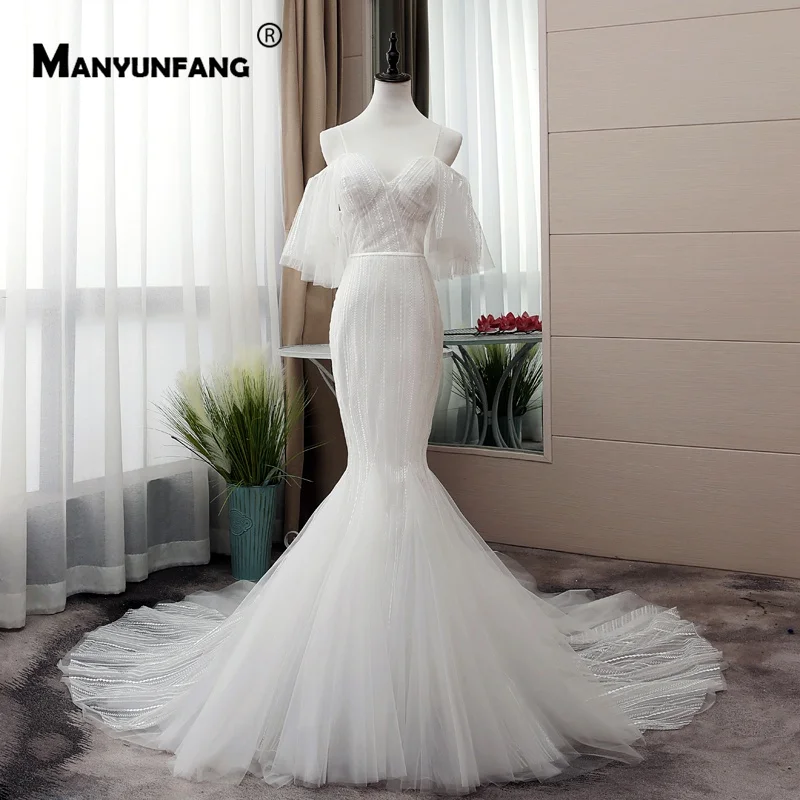 Роскошные сексуальные расклешенные рукава Matrimonio с открытой спиной со шнуровкой Gelinlik Милая шея полный блестки кружева свадебное платье пляж