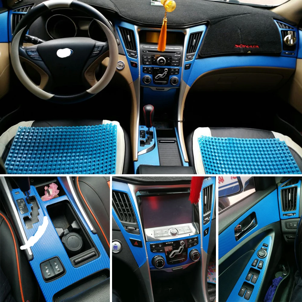 Для hyundai sonata 8 2011-2013 внутренняя Центральная панель управления дверная ручка 5D наклейки из углеродного волокна наклейки аксессуары для стайлинга автомобилей