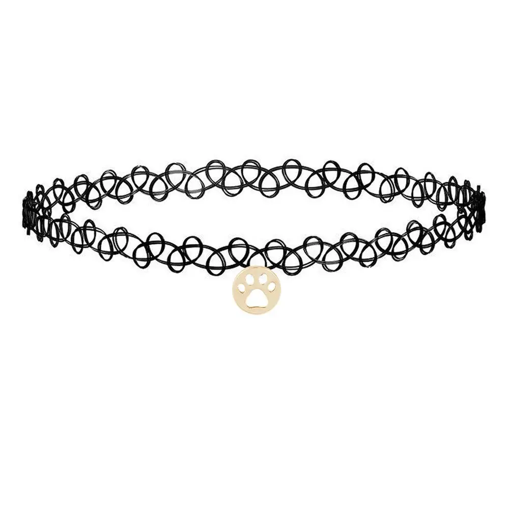 Ожерелье QIAMNI черное кружевное с подвеской в виде лотоса звезд единорога слона