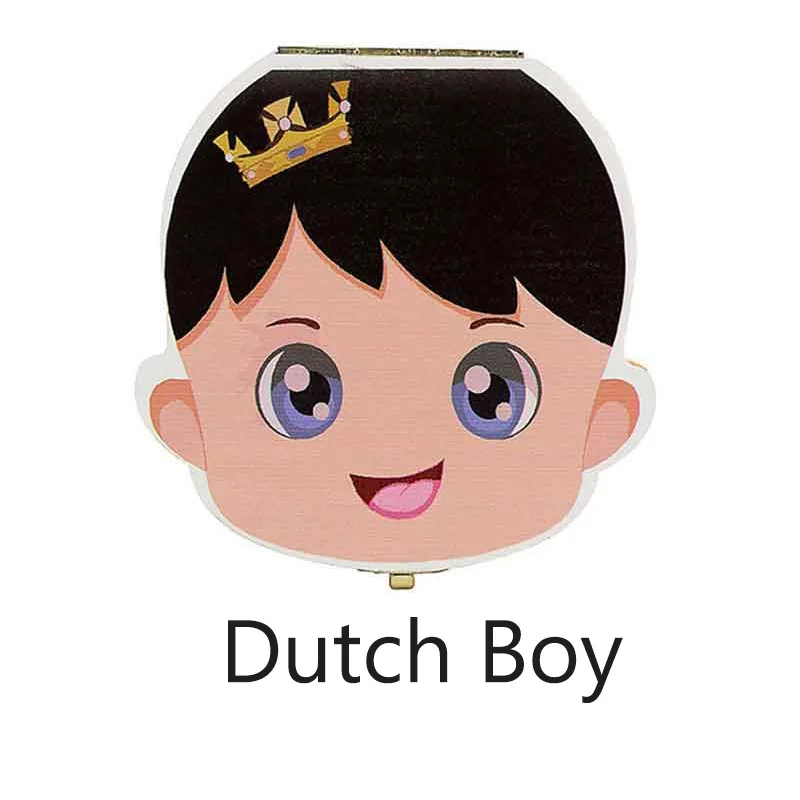 Dutch boyC Зубная коробка Испанский/английский/голландский/Португальский/французский/Польша/Детская деревянная коробка для зубов органайзер для хранения молочных зубов - Цвет: Dutch boyC
