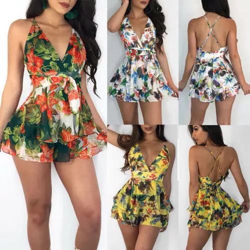 Женская летняя пляжная одежда цветочные бретельки без рукавов с треугольным