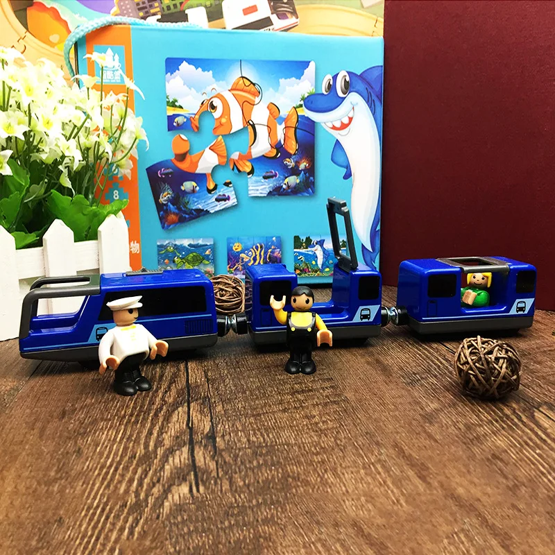 Kids Electric Train Toys Set Magnetic Diecast Slot Toy Fit for Standard Wooden Track Railway |