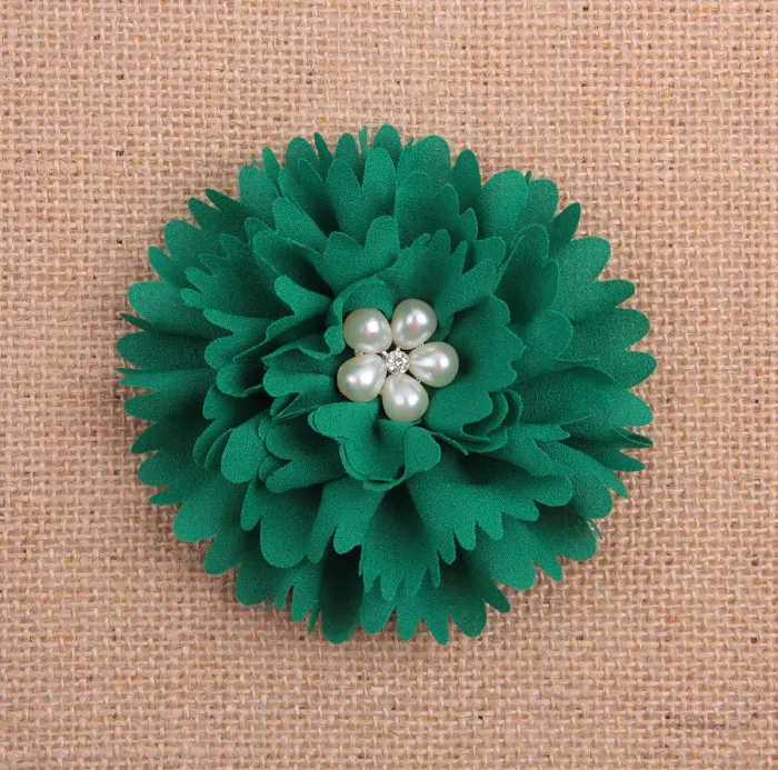 Yundfly 10PCS Baby Girls DIY Hair Accessories Flatback Chiffon Peony Flower with Pearl Rhineston Button | Мать и ребенок