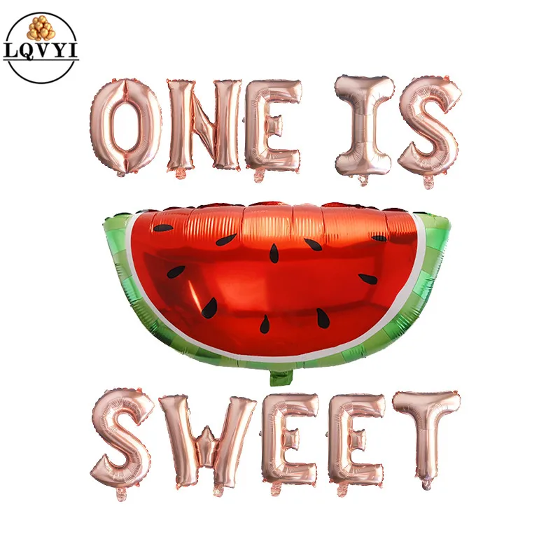 

ONE IS SWEET 16" Letter Balloons Watermelon foil Balloon First 1st 2 two Birthday Party Decor One in a melon frutti winter fall