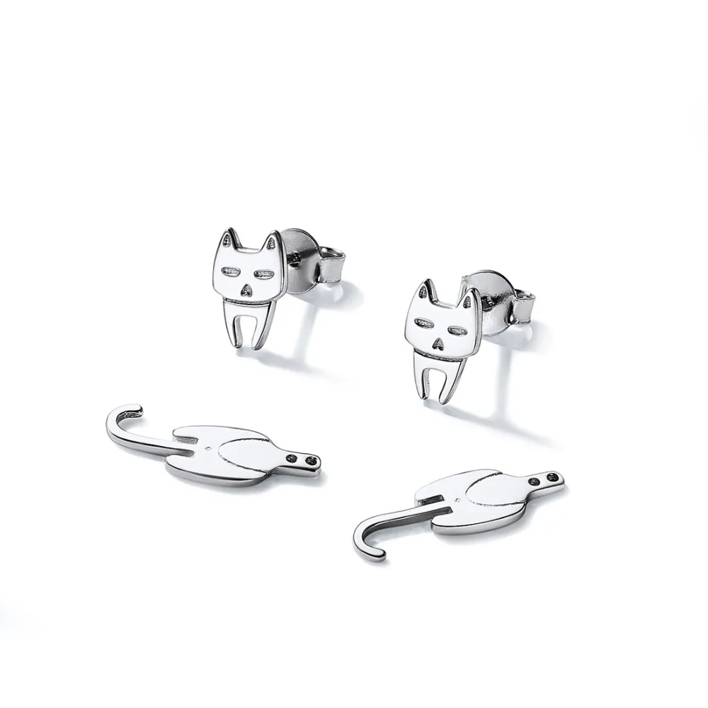 SILVERCUTE Аутентичные 925 пробы серебро серьги кошка шпильки для Для женщин девочек Fine