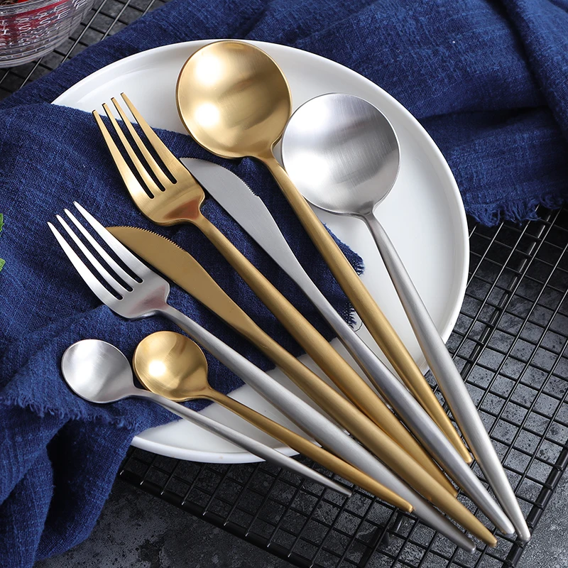 Набор столовых приборов из нержавеющей стали 4 шт./компл. 304|golden dinnerware|golden cutlery