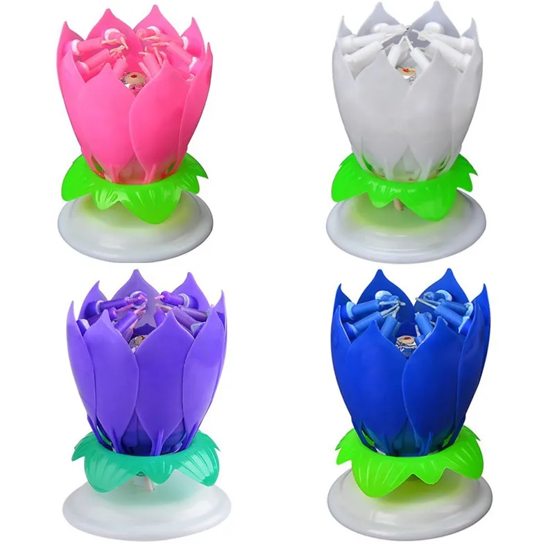 4 шт./компл. креативная удивительная двухслойная с 14 маленькими свечами Лотос