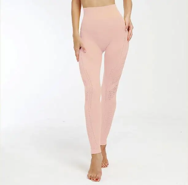 ZC2065 Pink Меш лосины черные лосины с высокой талией бесшовный супер эластичный леггинсы пуш ап Повседневная одежда легинсы для фитнеса сплошной цвет спортивные штаны женские - Цвет: ZC2065 Pink