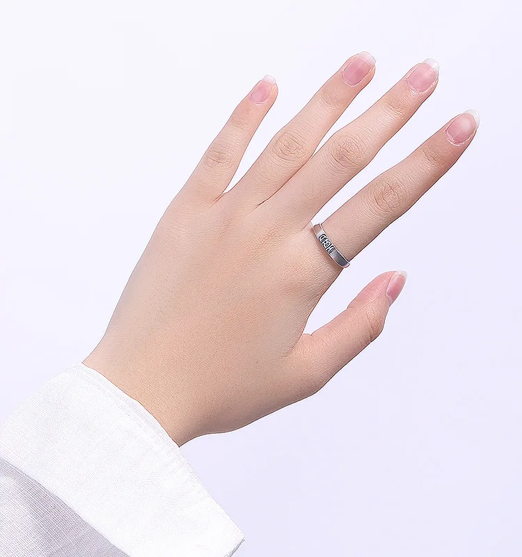 

KJJEAXCMY boutique jewelryar S925 Sterling Silver Antique, old matte, happy character, simple and versatile, opening lady's silv