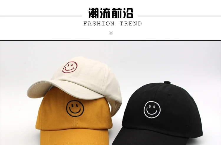 Новая стильная бейсболка шапка-бейсболка с вышивкой Smiley новая хлопковая кепка Осенняя шапка женская мужская Повседневная шапки для гольфа