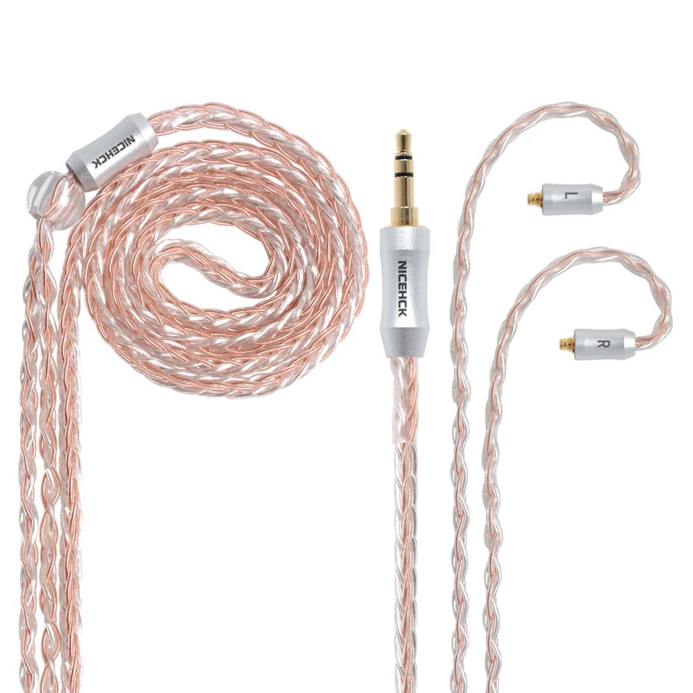 NiceHCK 8 ядро Медь серебро смешанные кабель MMCX/2Pin 3 5/2 5/4 4 мм для съемки C12 C16 ZS10 ZSX V90 TFZ