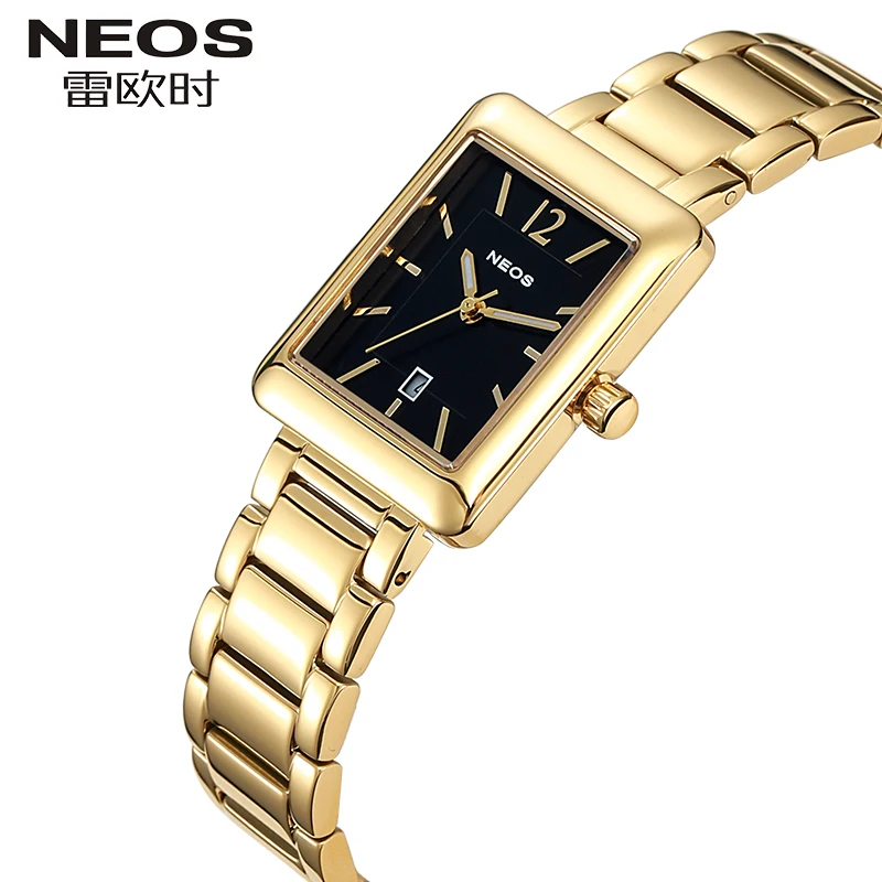 NEOS ультратонкие женские водонепроницаемые Модные прямоугольные кварцевые часы