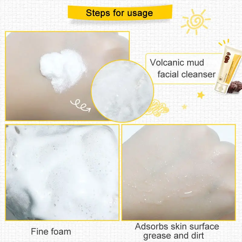 Вулканическая пена для очищения лица 100 г очищение пор контроль жирности