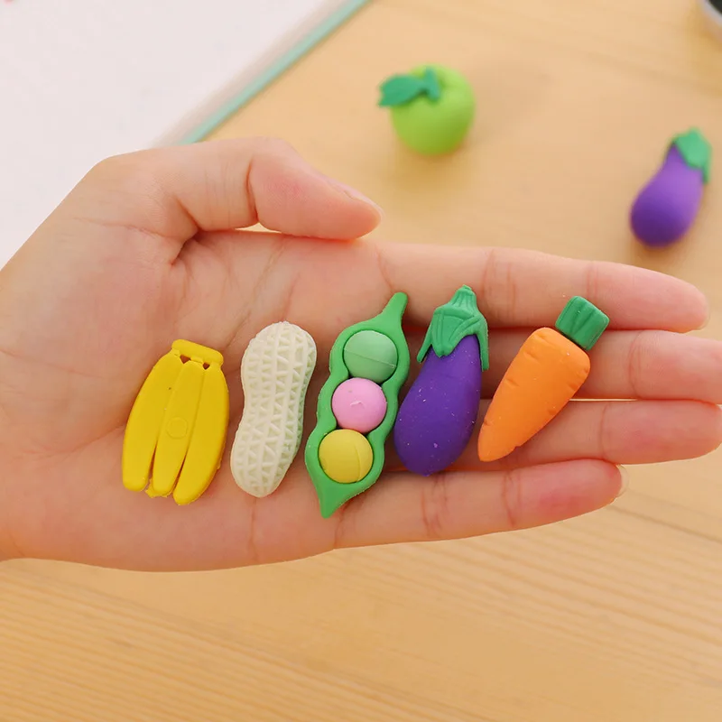 4 шт./лот милые Креативные овощи фрукты карандашный ластик с застежкой-молнией