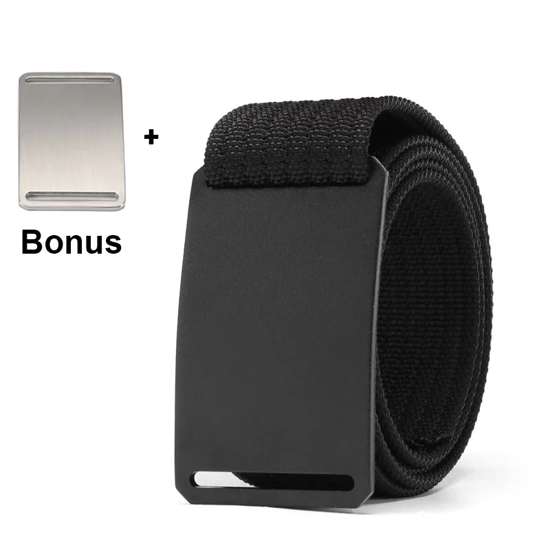 Black Two Buckles Мужской повседневный ремень с двумя пряжками, мужской длинный вязаный ремень, тканевый тактический ремень, 1,5 дюймов, Cinturon Hombre, длина ремня 100-160 см - Цвет: Black Two Buckles
