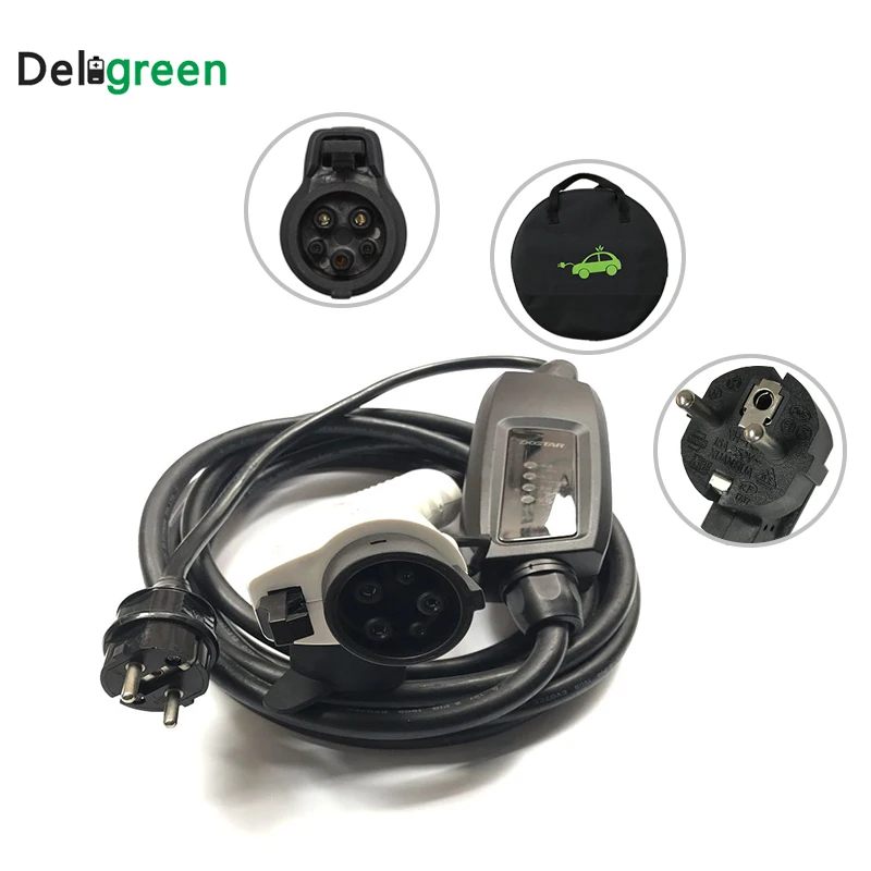 Портативное зарядное устройство Duosida 16A type 1 J1772 ev для разъемов Schuko 3 6 кВт nissan leaf с