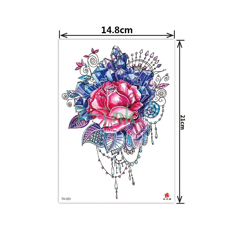Новинка 2019 наклейка боди арт розовый цветок пиона переводная искусственная
