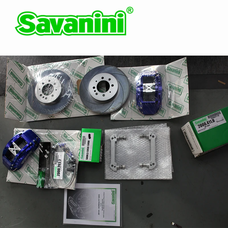 SAVANINI Фирменная S45C большой 4 поршневой тормозной суппорт Набор для Honda Fit GK5 GE8 Джаз