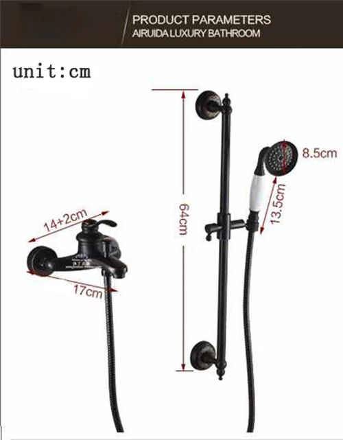 Смеситель для душа настенный с ручкой кран из твердой латуни 3 функции набор