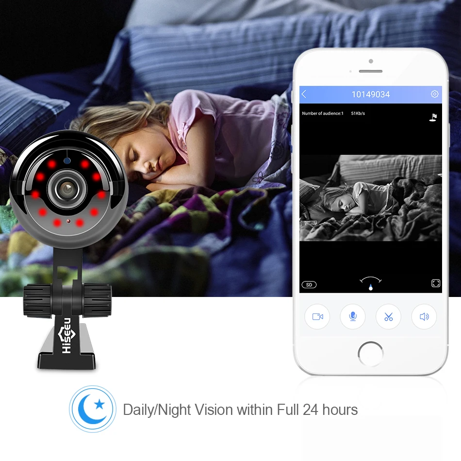 Мини беспроводной wi fi камера IP 720 P ночное видение видео для слежки за домашней
