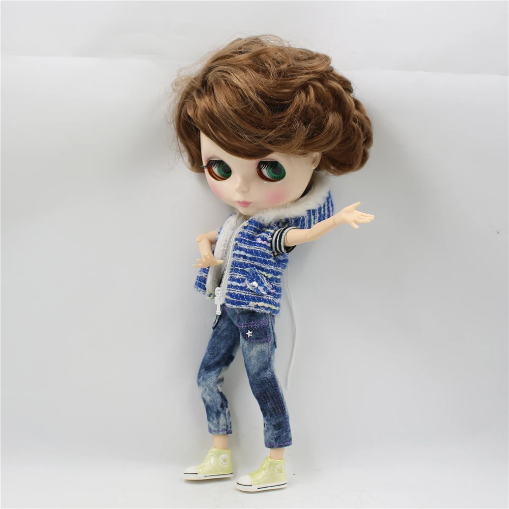 Blyth 1/6 кукла обнаженной формы, мужское тело с короткой коричневой стороной, распущенные волосы, глянцевое лицо, 30 см, кукла для мальчика, ледяная, сделай сам, bjd игрушка, подарок № BL9158