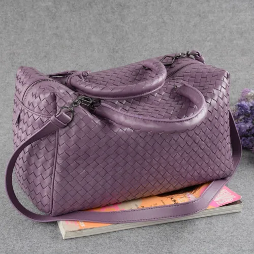 purple Овчина тканые сумки из натуральной кожи Женская Повседневная сумка-мешок модная дизайнерская Фирменная Сумка Большая вместительная сумка через плечо - Цвет: purple