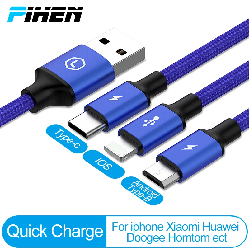 3 в 1 кабель USB C Micro 0 удлинитель Быстрая зарядка с iphone type для Chromebook samsung Dex xiaomi