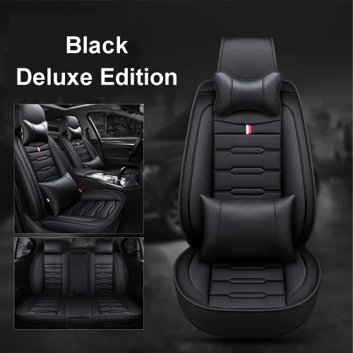 Black Новые Мультяшные роскошные кожаные автомобильные чехлы для Volkswagen vw passat polo golf tiguan jetta touareg, автомобильные аксессуары для стайлинга - Название цвета: Black