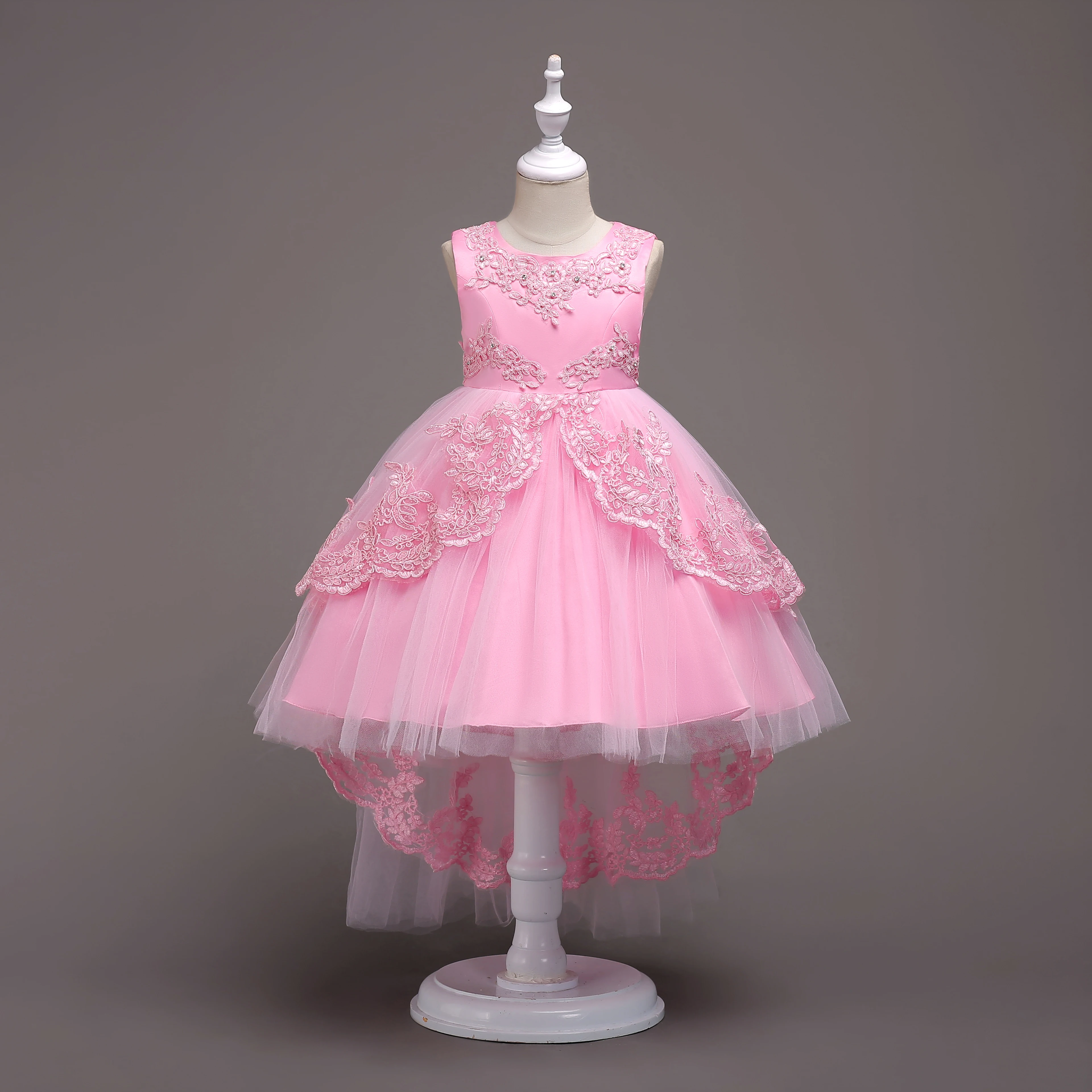Girl High Low Lace Appliques Communion Dresses Flower Wedding Party Princess Dress | Детская одежда и обувь