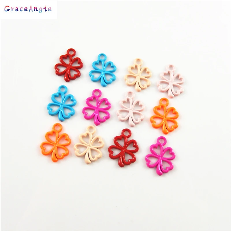 GraceAngie 30 шт. в стиле клевера из металлического сплава эмалированные Подвески DIY