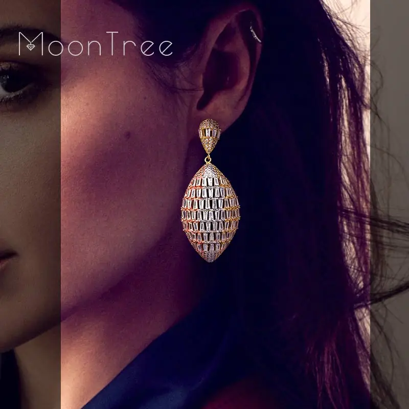 MoonTree 3 тона роскошные геометрические полностью покрытые фианитом свадебные