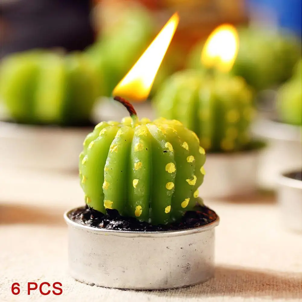 6 шт. домашний декор редкая мини Кактус Свеча стол чай свет сад моделирование