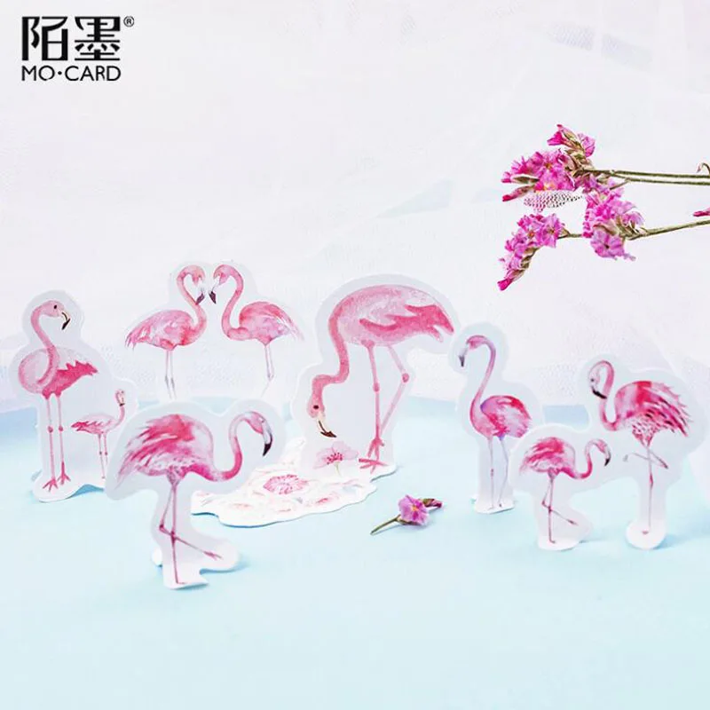 

45 Pcs/box Cute Pink Flamingo Label Kawaii Handmade Adhesive Paper DIY Scrapbook Diary Stick Office School Supplies Stationery