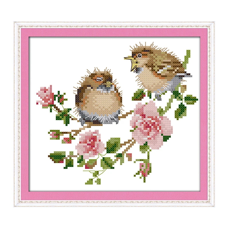 Набор для вышивки через плечо Joy Sunday с изображением птиц на цветах DMC14CT11CT