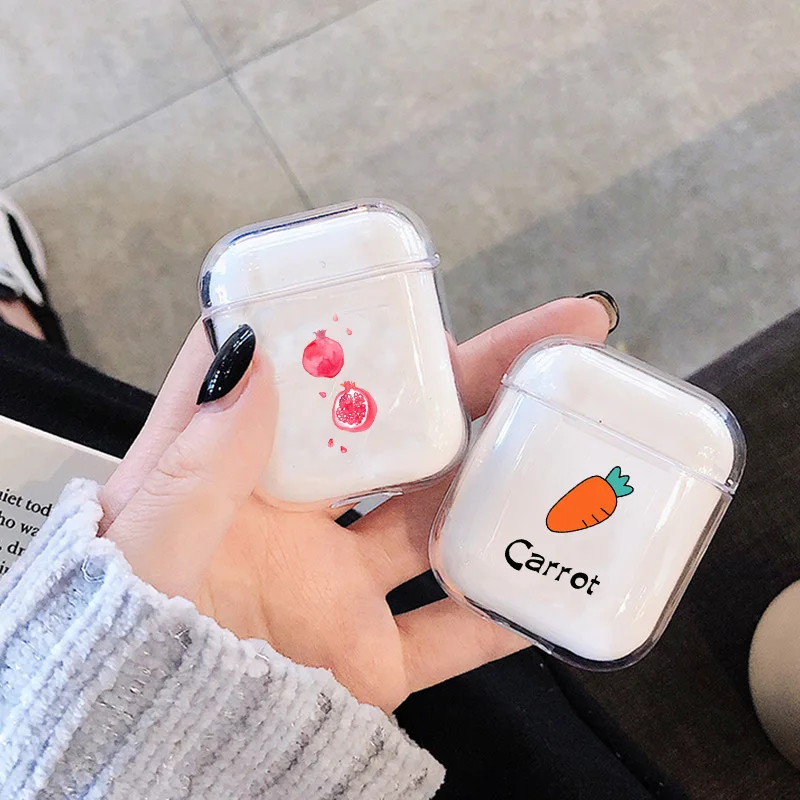 Прозрачный милый чехол с фруктами для Apple airpods, чехол, летний персиковый Bluetooth чехол для наушников Airpods, Жесткий Чехол