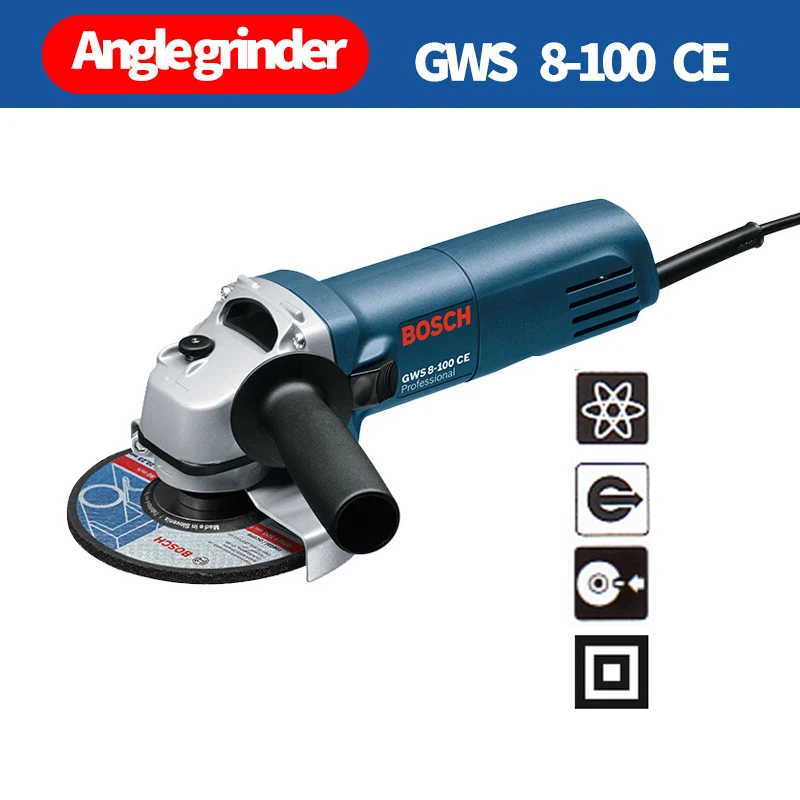 GWS 8-100 CE Bosch GWS серии угловая шлифовальная машина для резки металла полировальная машина Обновленная новая шлифовальная машина для металла - Цвет: GWS 8-100 CE