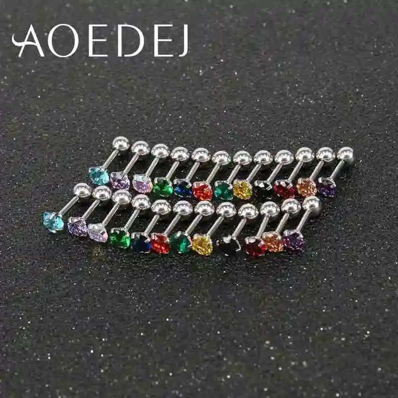 Серьги гвоздики из нержавеющей стали AOEDEJ 24 шт./лот/набор женские круглые