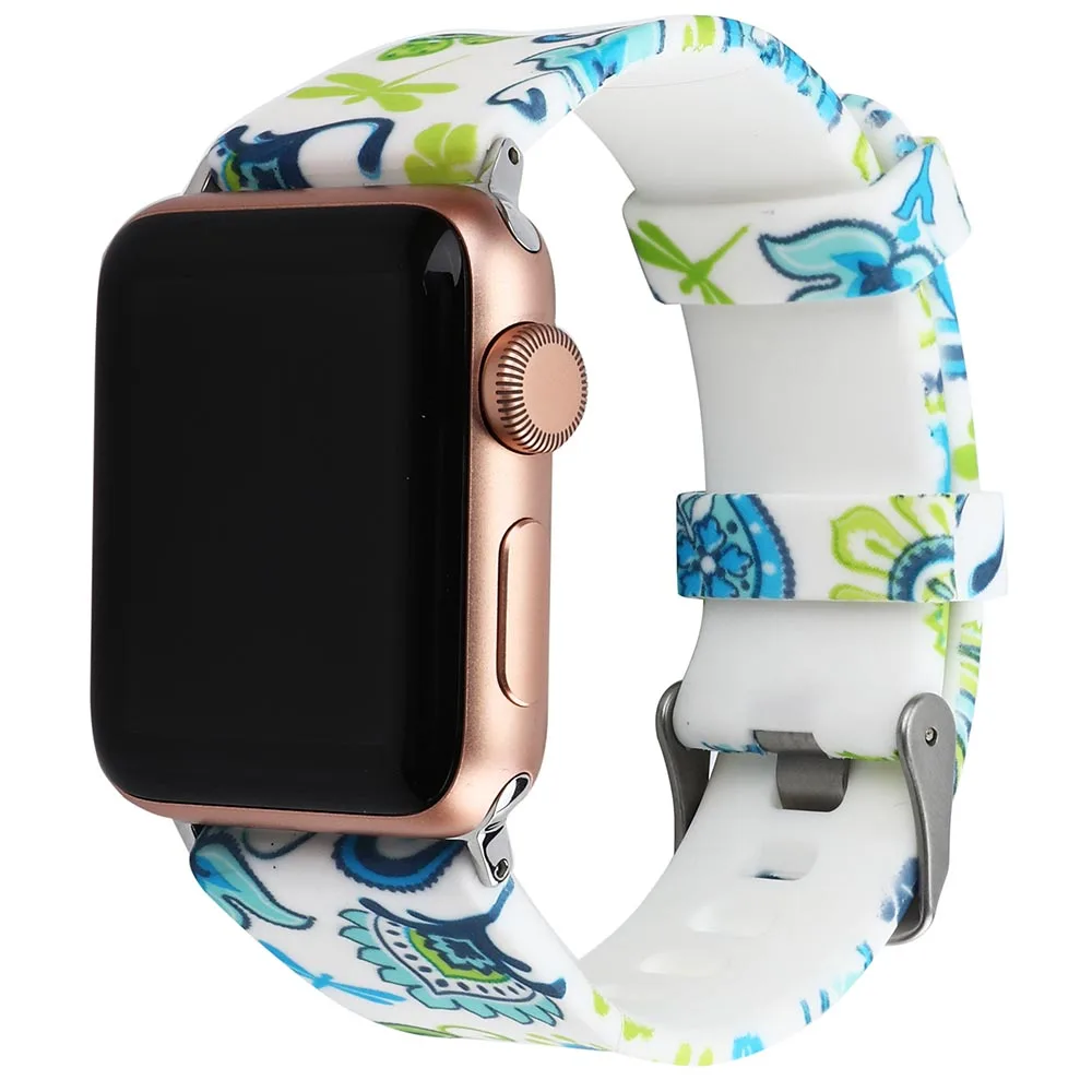 Ремешок спортивный из натурального силикона для Apple watch 3 2 1 4 Iwatch band 42 мм 38 44 40