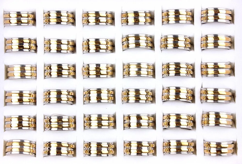 Phoebus Wholesale 10pcs New High boutique men's stainless steel Gold P Color Turning ring finger tide personality rings | Украшения и