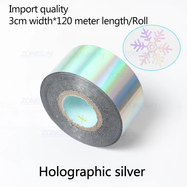Holographic silver ZONESUN 3 см Diy Премиум Бумага ПВХ кожа Золотая фольга бронзовая бумага коробка для сигарет коробка для мобильного телефона горячая штамповка машина бронзовая - Цвет: Holographic silver