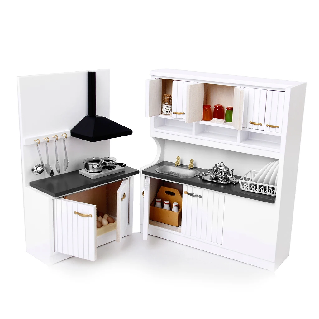 

1/12th Dollhouse Miniatures Kitchen Dining Room Furniture Fridge Refrigerators Table Chair Model Kids Gifts