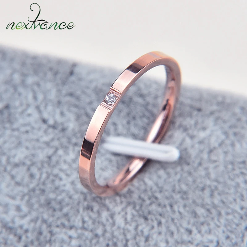 Женское кольцо с камнем Nextvance из титановой стали цвета розового золота простым