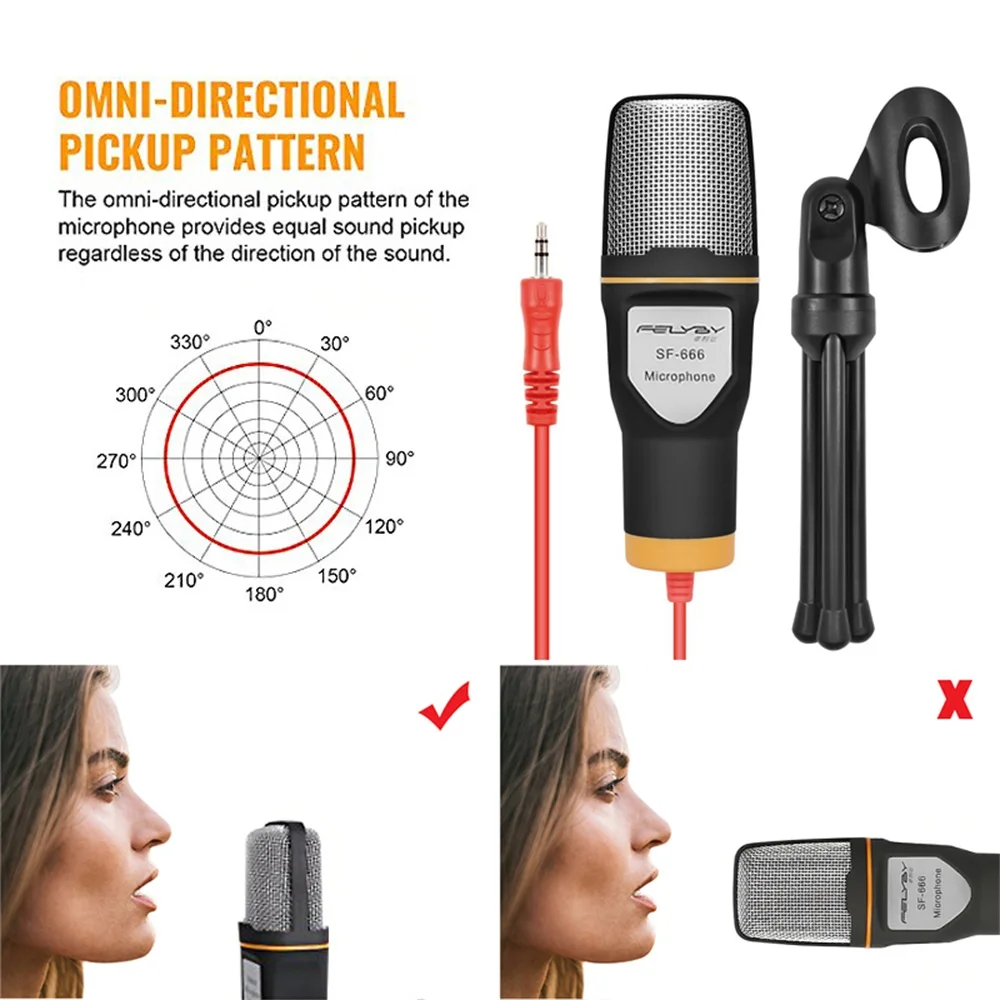 FELYBY SF666 Профессиональный микрофон студии Караоке Игровой конденсаторный микрофон для записи на компьютер/телефон с защитным экраном.