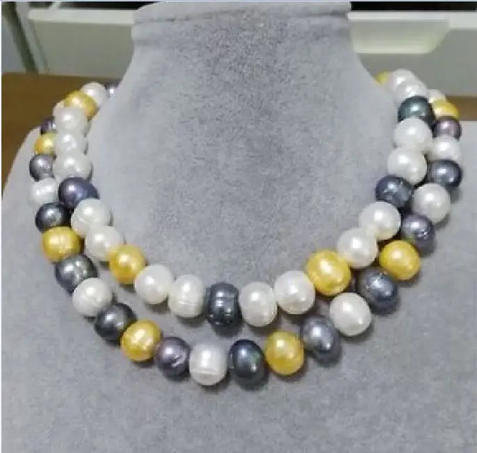 Элегантное золотое ожерелье с разноцветным жемчугом в стиле барокко 12 13 мм