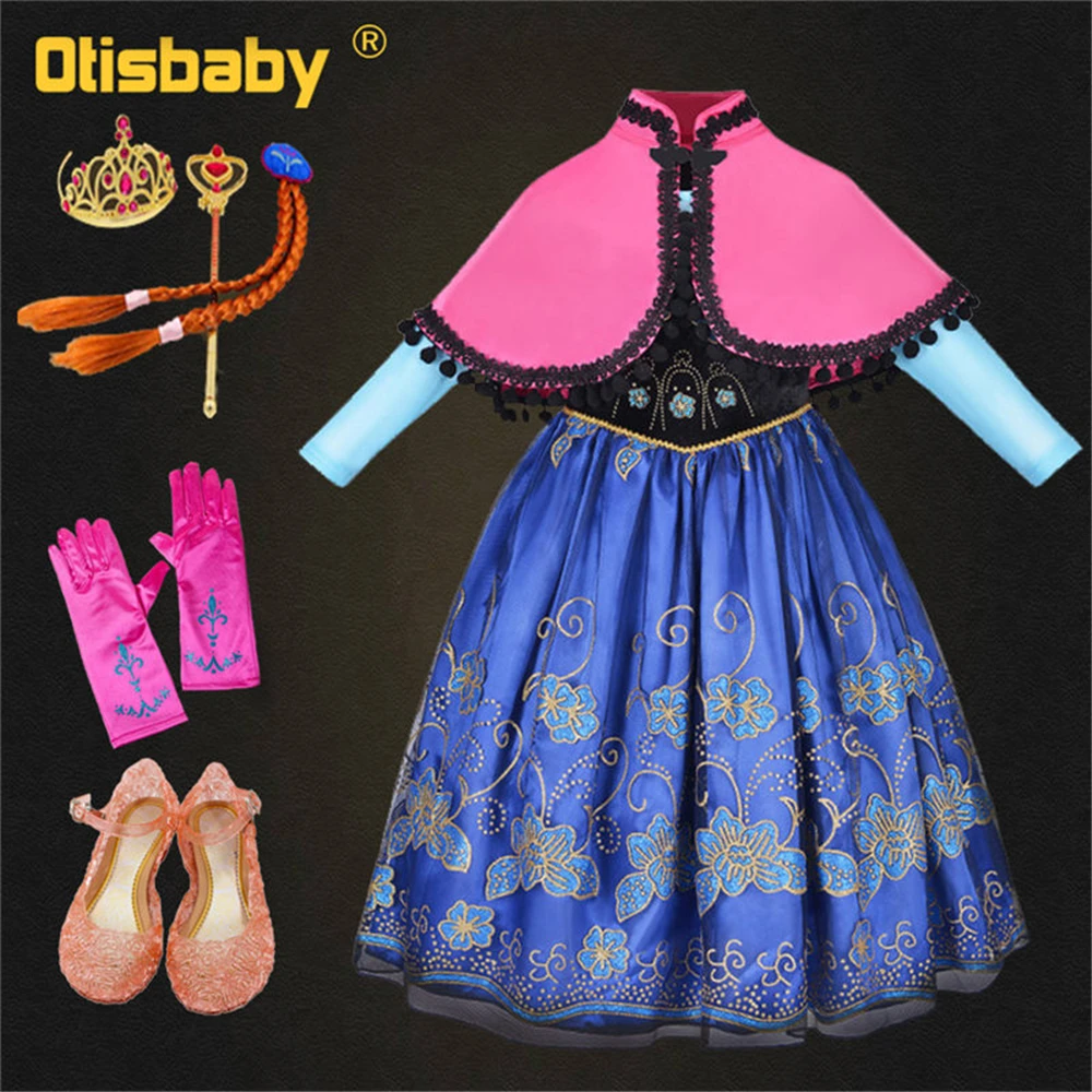 Рождественское детское платье принцессы Анны Эльзы и красивые детские